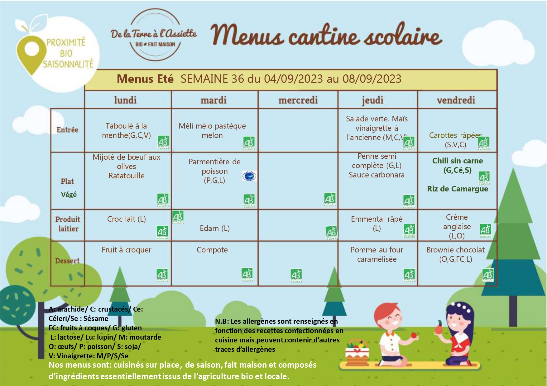 Menus de la cantine scolaire – Saint-Vincent-de-Barbeyrargues